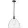 Bristol Glass 16" Matte Black LED Pendant With Seedy Shade