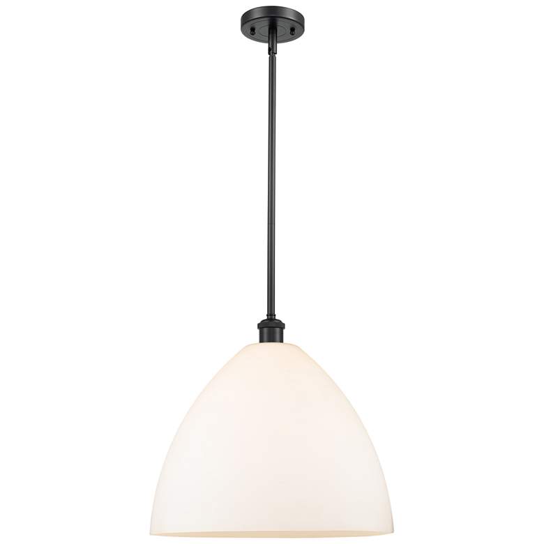 Image 1 Bristol Glass 16" Matte Black Pendant With Matte White Shade