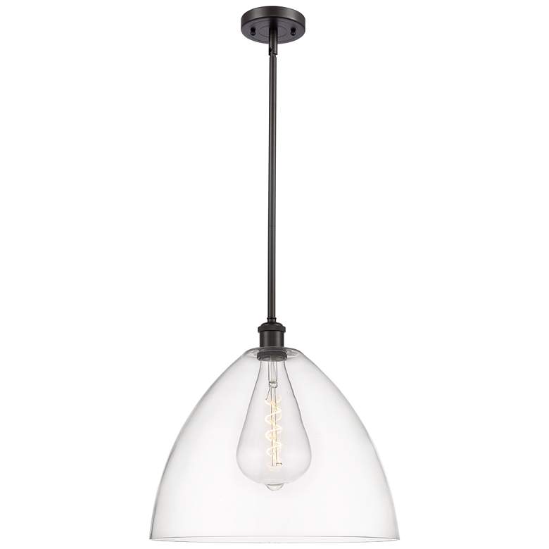 Image 1 Bristol Glass 16" Oil Rubbed Bronze LED Pendant With Clear Shade