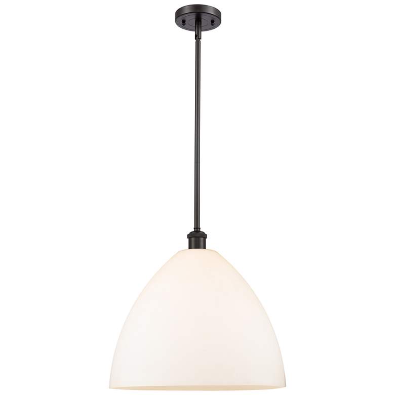 Image 1 Bristol Glass 16" Oil Rubbed Bronze LED Pendant With Matte White Shade