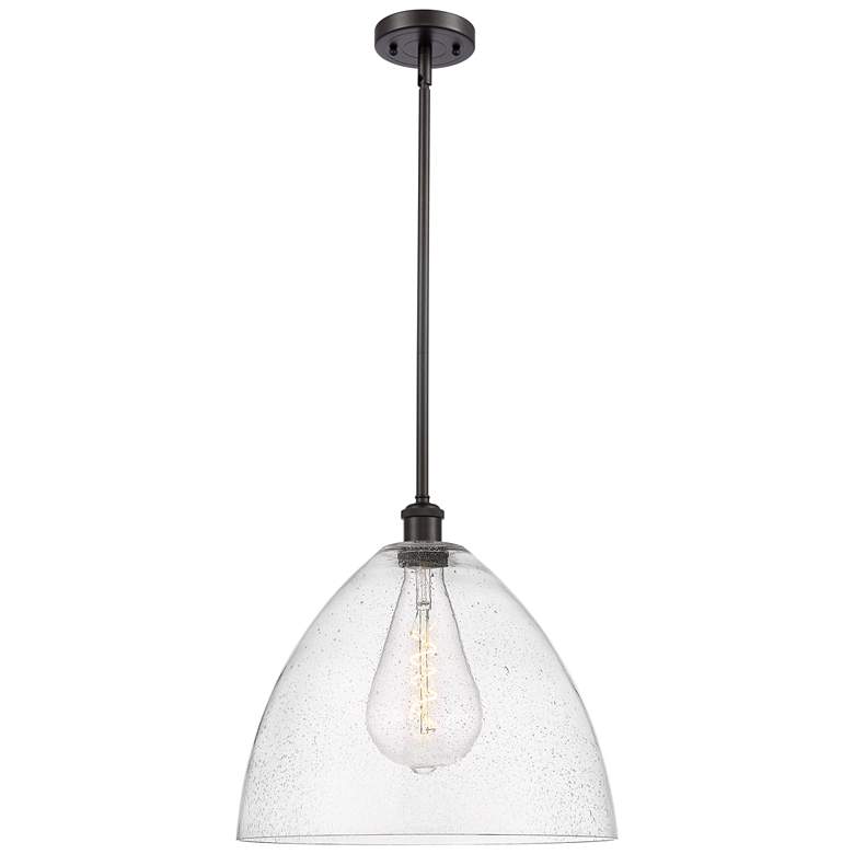 Image 1 Bristol Glass 16 inch Oil Rubbed Bronze LED Pendant With Seedy Shade