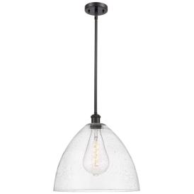 Bristol Glass 16" Oil Rubbed Bronze LED Pendant With Seedy Shade Bristol Glass 16" Oil Rubbed Bronze LED Pendant With Seedy Shade