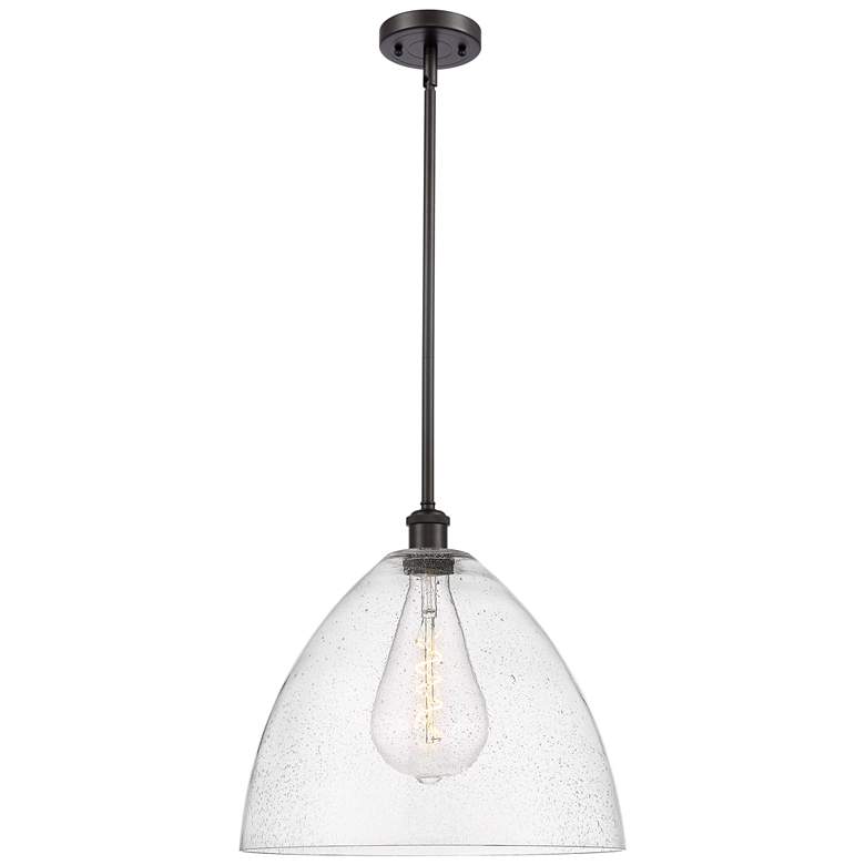 Image 1 Bristol Glass 16" Oil Rubbed Bronze Pendant With Seedy Shade