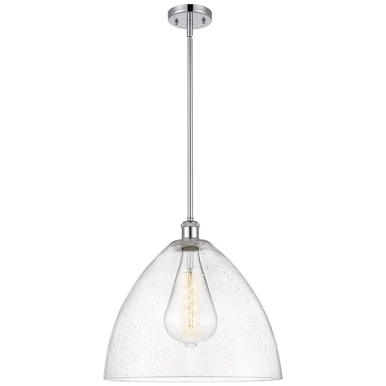 Image 1 Bristol Glass 16" Polished Chrome Pendant With Seedy Shade