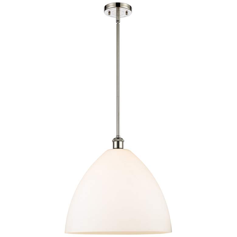 Image 1 Bristol Glass 16" Polished Nickel LED Pendant With Matte White Shade