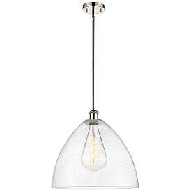 Image1 of Bristol Glass 16" Polished Nickel LED Pendant With Seedy Shade