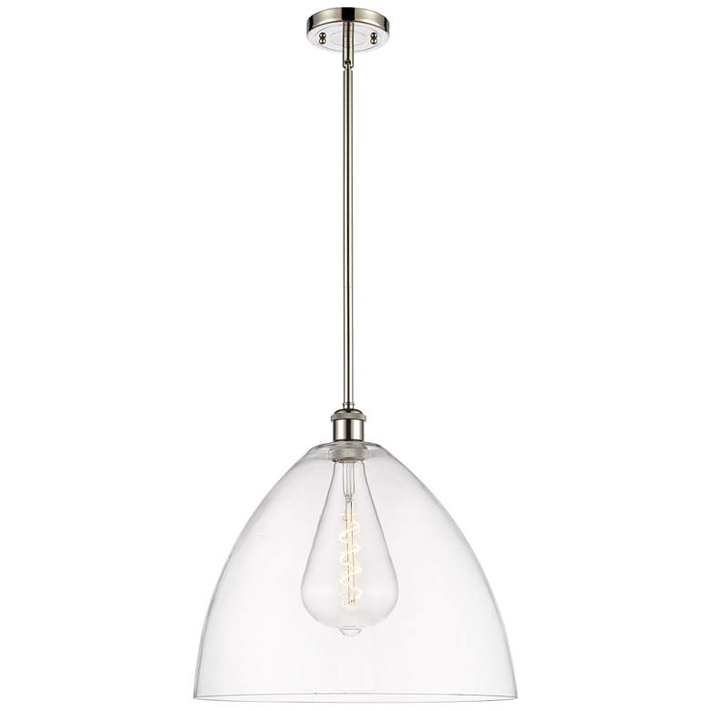 Image 1 Bristol Glass 16" Polished Nickel Pendant With Clear Shade