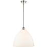 Bristol Glass 16" Polished Nickel Pendant With Matte White Shade