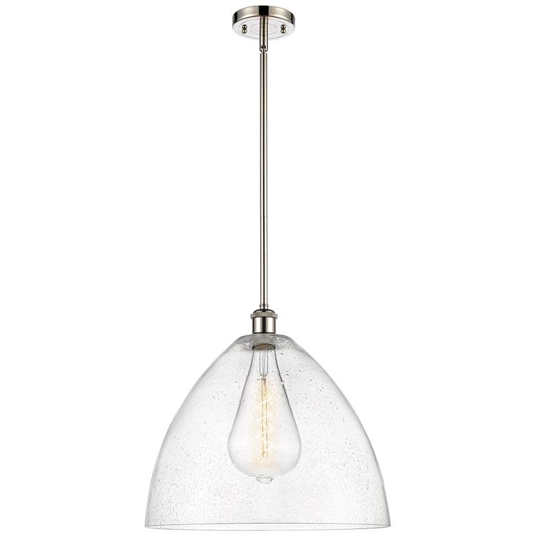 Image 1 Bristol Glass 16" Polished Nickel Pendant With Seedy Shade