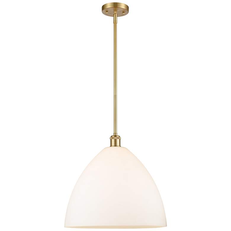 Image 1 Bristol Glass 16" Satin Gold LED Pendant With Matte White Shade