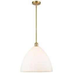Bristol Glass 16" Satin Gold LED Pendant With Matte White Shade