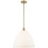 Bristol Glass 16" Satin Gold LED Pendant With Matte White Shade