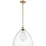 Bristol Glass 16" Satin Gold Pendant With Clear Shade