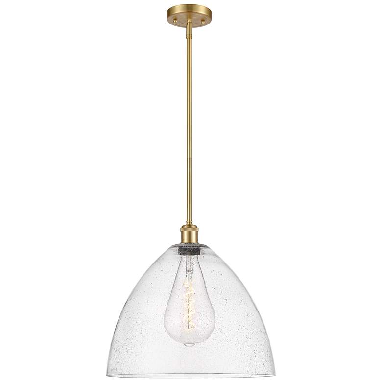 Image 1 Bristol Glass 16" Satin Gold Pendant With Seedy Shade