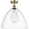 Bristol Glass 16" Semi-Flush Mount - Antique Brass - Clear Shade