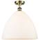 Bristol Glass 16" Semi-Flush Mount - Antique Brass - Matte White Shad