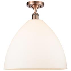 Bristol Glass  16" Semi-Flush Mount - Antique Copper - Matte White Sha