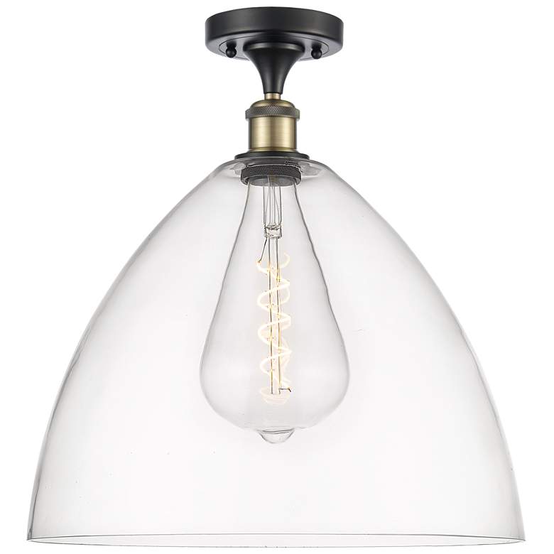 Image 1 Bristol Glass 16" Semi-Flush Mount - Black Antique Brass - Clear Shad