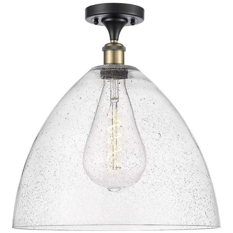 Image 1 Bristol Glass 16" Semi-Flush Mount - Black Antique Brass - Seedy Shad