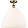 Bristol Glass 16" Semi-Flush Mount - Brushed Brass - Matte White Shad