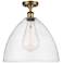 Bristol Glass 16" Semi-Flush Mount - Brushed Brass - Seedy Shade