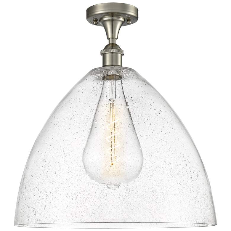 Image 1 Bristol Glass 16" Semi-Flush Mount - Brushed Satin Nickel - Seedy