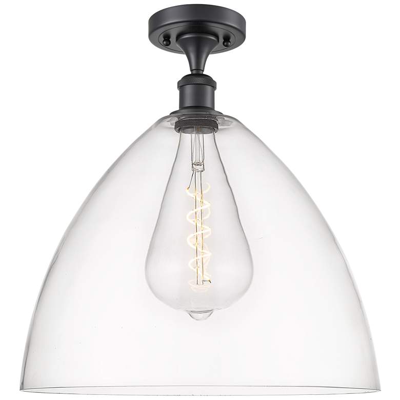 Image 1 Bristol Glass 16" Semi-Flush Mount - Matte Black - Clear Shade