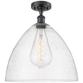 Bristol Glass 16" Semi-Flush Mount - Matte Black - Seedy Shade Bristol Glass 16" Semi-Flush Mount - Matte Black - Seedy Shade