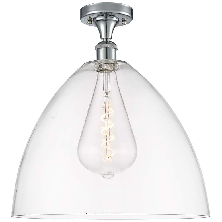 Image 1 Bristol Glass 16" Semi-Flush Mount - Polished Chrome - Clear Shade