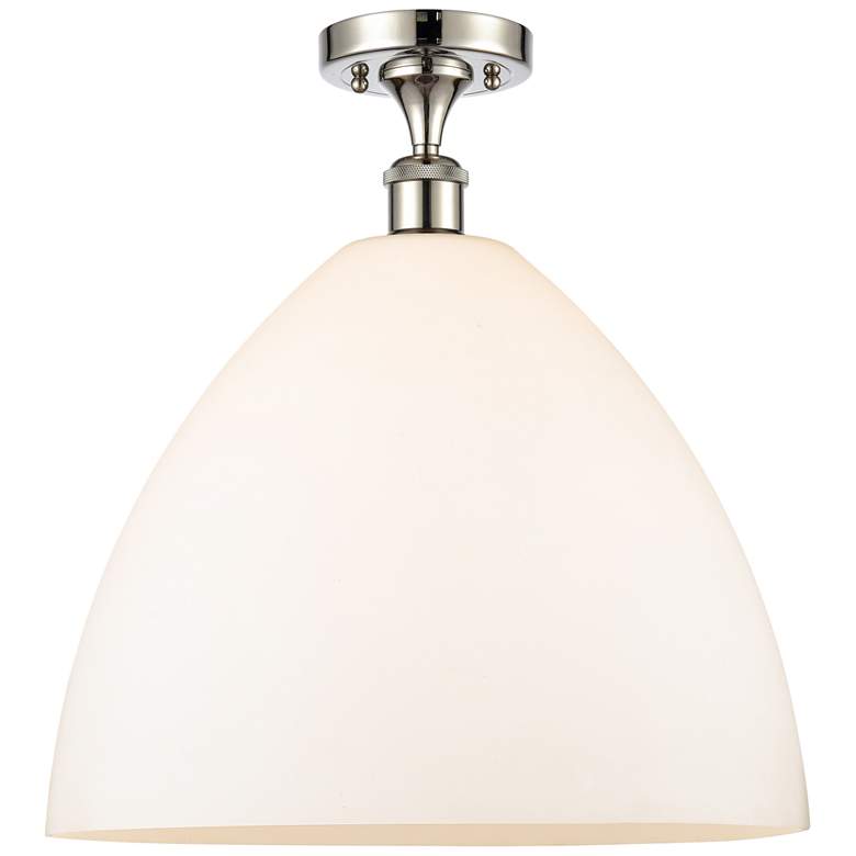 Image 1 Bristol Glass 16" Semi-Flush Mount - Polished Nickel - Matte White Sh