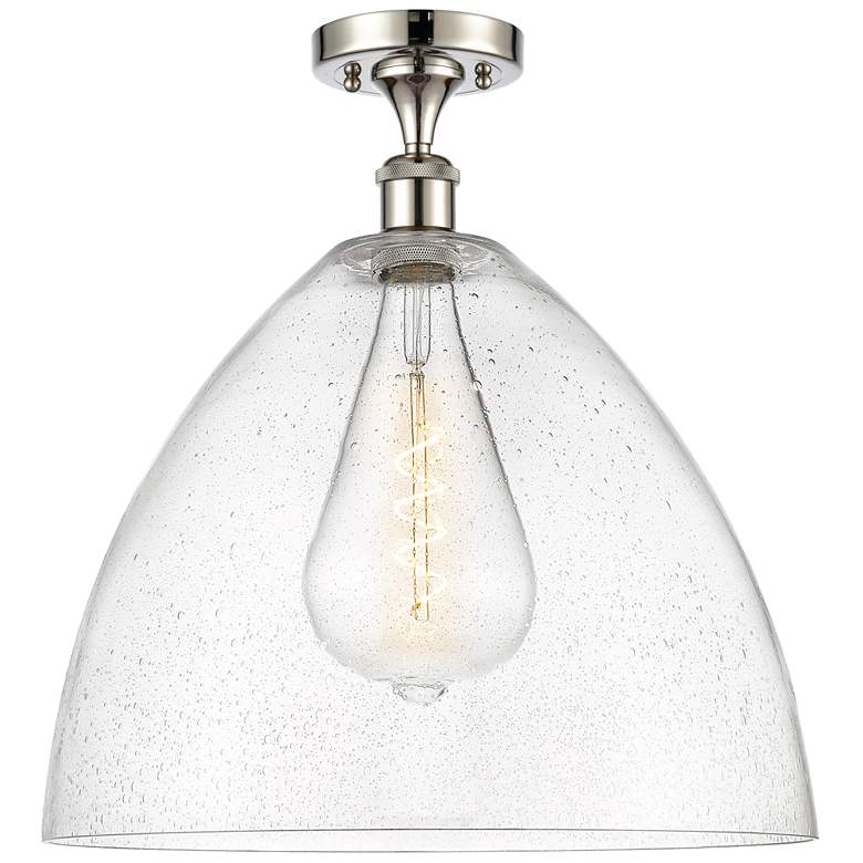 Image 1 Bristol Glass 16" Semi-Flush Mount - Polished Nickel - Seedy Shade