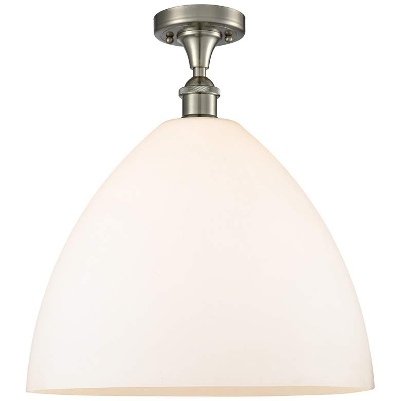 Image 1 Bristol Glass 16" Semi-Flush Mount - Satin Nickel - Matte White