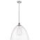 Bristol Glass 16" White & Chrome LED Pendant With Clear Shade
