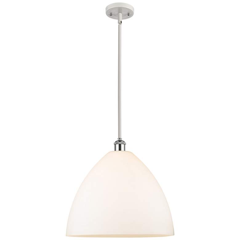 Image 1 Bristol Glass 16" White & Chrome Pendant With Matte White Shade