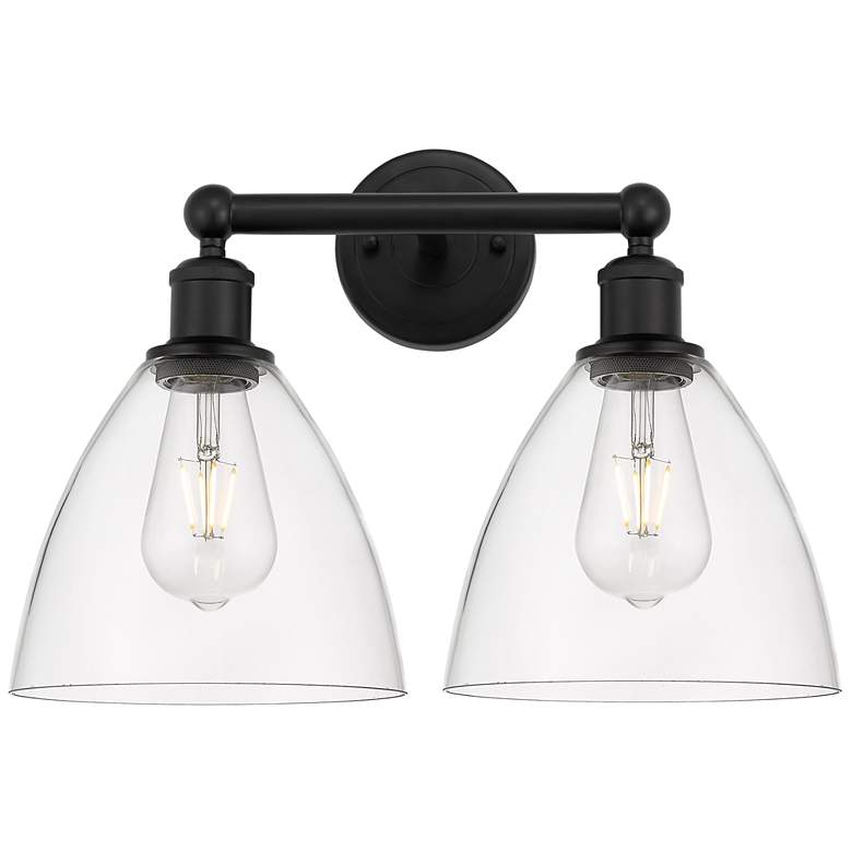 Image 1 Bristol Glass 17" 2-Light Matte Black Bath Light w/ Clear Shade