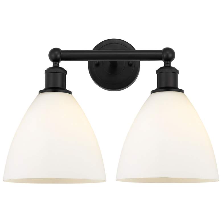 Image 1 Bristol Glass 17" 2-Light Matte Black Bath Light w/ Matte White Shade