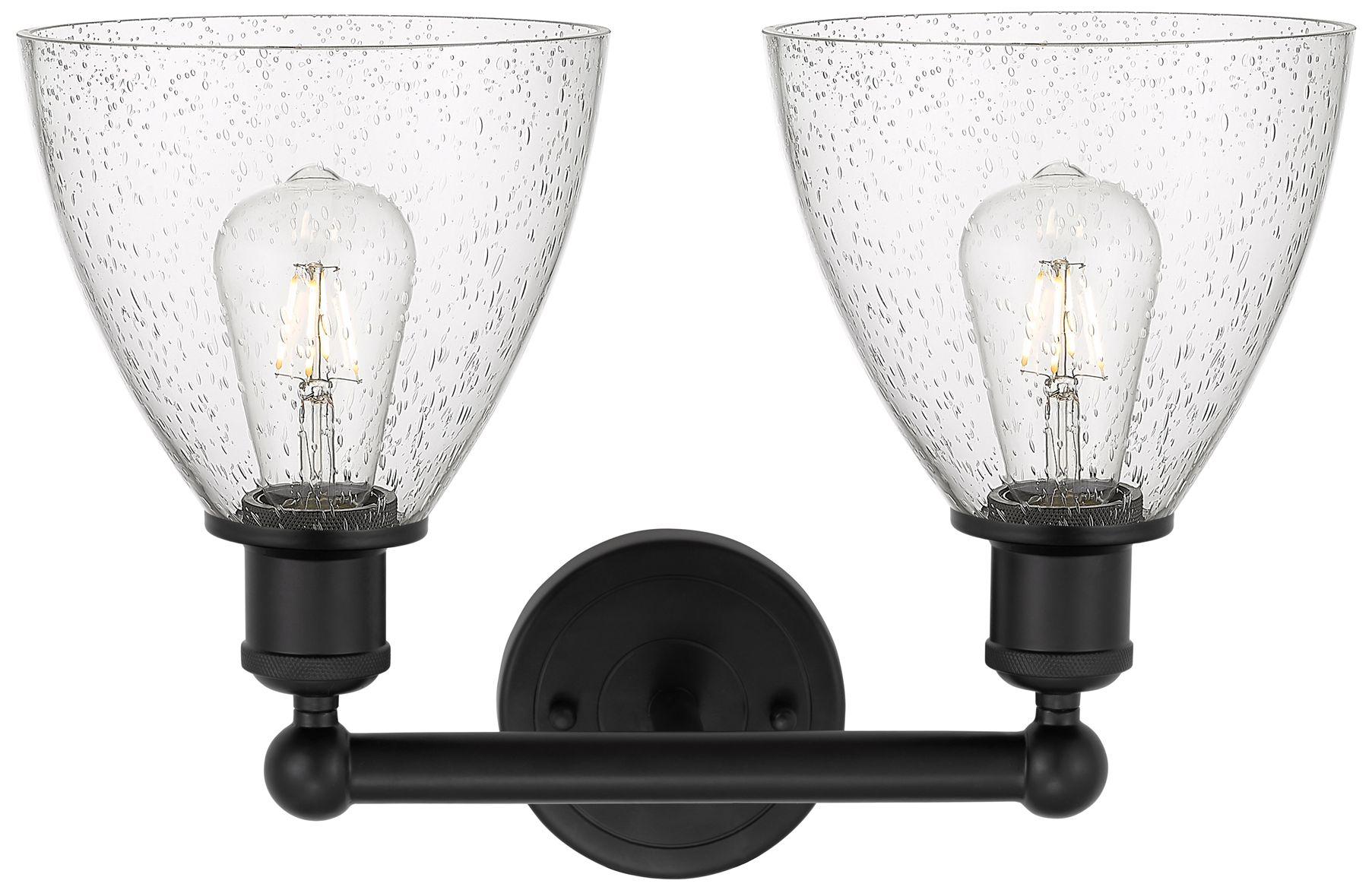 Image 2 Bristol Glass 17" 2-Light Matte Black Bath Light w/ Seedy Shade more views