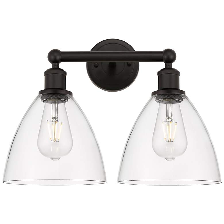 Image 1 Bristol Glass 17" 2-Light Oil Rubbed Bronze Bath Light w/ Clear Shade