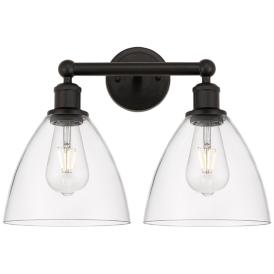 Bristol Glass 17" 2-Light Oil Rubbed Bronze Bath Light w/ Clear Shade Bristol Glass 17" 2-Light Oil Rubbed Bronze Bath Light w/ Clear Shade