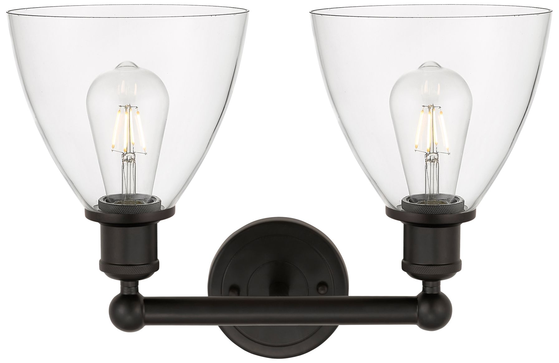Image 2 Bristol Glass 17" 2-Light Oil Rubbed Bronze Bath Light w/ Clear Shade more views