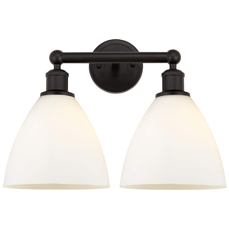 Image 1 Bristol Glass 17" 2-Light Oil Rubbed Bronze Bath Light w/ Matte White