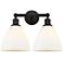 Bristol Glass 17" 2-Light Oil Rubbed Bronze Bath Light w/ Matte White