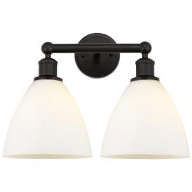 Bristol Glass 17" 2-Light Oil Rubbed Bronze Bath Light w/ Matte White Bristol Glass 17" 2-Light Oil Rubbed Bronze Bath Light w/ Matte White