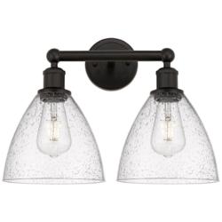 Bristol Glass 17" 2-Light Oil Rubbed Bronze Bath Light w/ Seedy Shade
