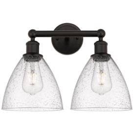Bristol Glass 17" 2-Light Oil Rubbed Bronze Bath Light w/ Seedy Shade Bristol Glass 17" 2-Light Oil Rubbed Bronze Bath Light w/ Seedy Shade