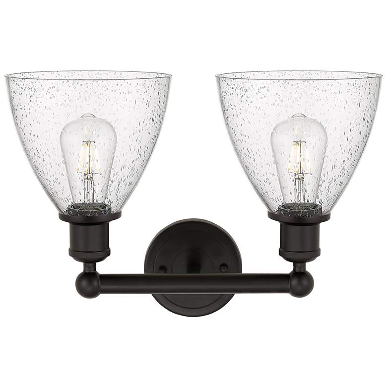 Image 2 Bristol Glass 17" 2-Light Oil Rubbed Bronze Bath Light w/ Seedy Shade more views