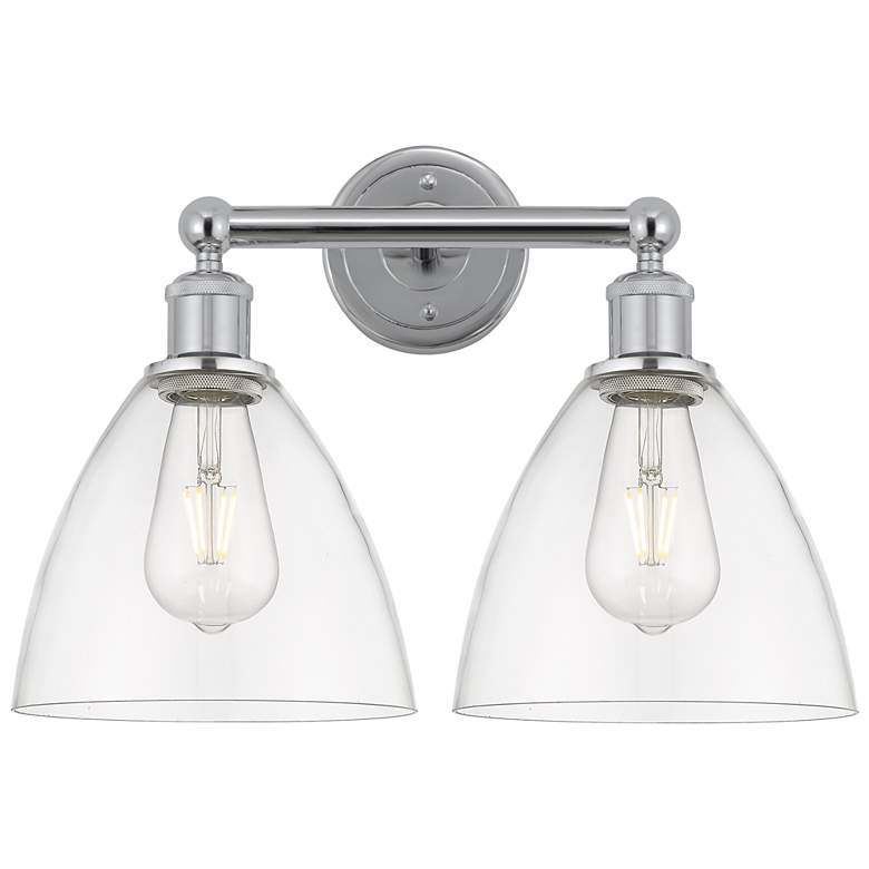 Image 1 Bristol Glass 17" 2-Light Polished Chrome Bath Light w/ Clear Shade