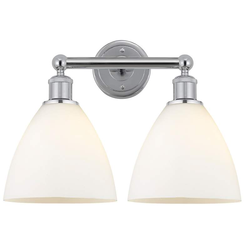 Image 1 Bristol Glass 17" 2-Light Polished Chrome Bath Light w/ Matte White Sh