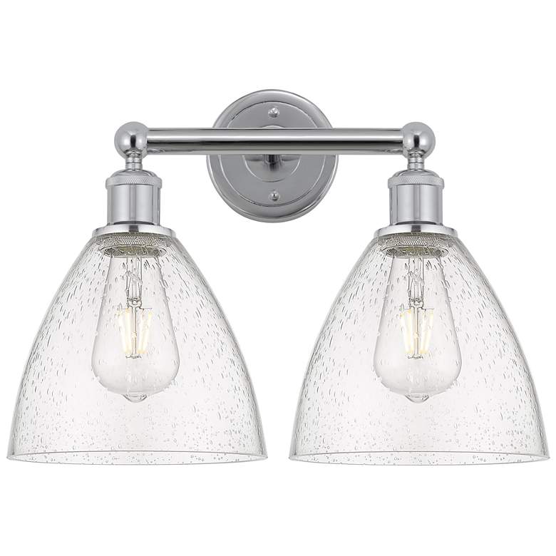 Image 1 Bristol Glass 17" 2-Light Polished Chrome Bath Light w/ Seedy Shade