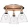 Bristol Glass 19.25"W 3 Light Antique Copper Flush Mount w/ Clear Shad